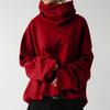 Women's Loose Casual Long Sleeve High Collar Pullover Solid Color Pocket Sweater