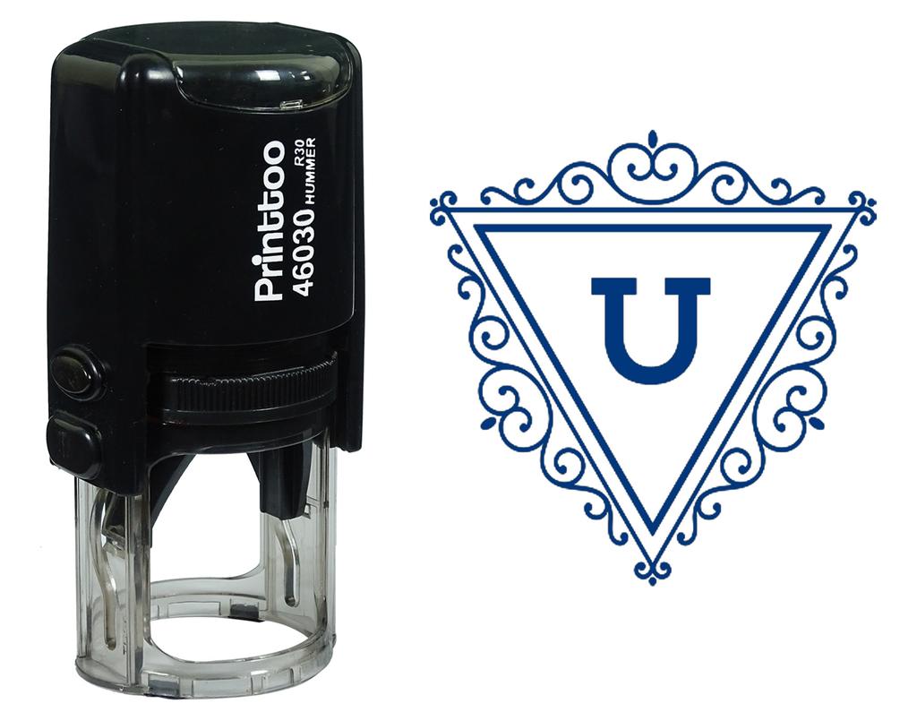 Printtoo U Alphabet Swirl Border Triangle Monogram Initial Self Inking Rubber Stamp Office
