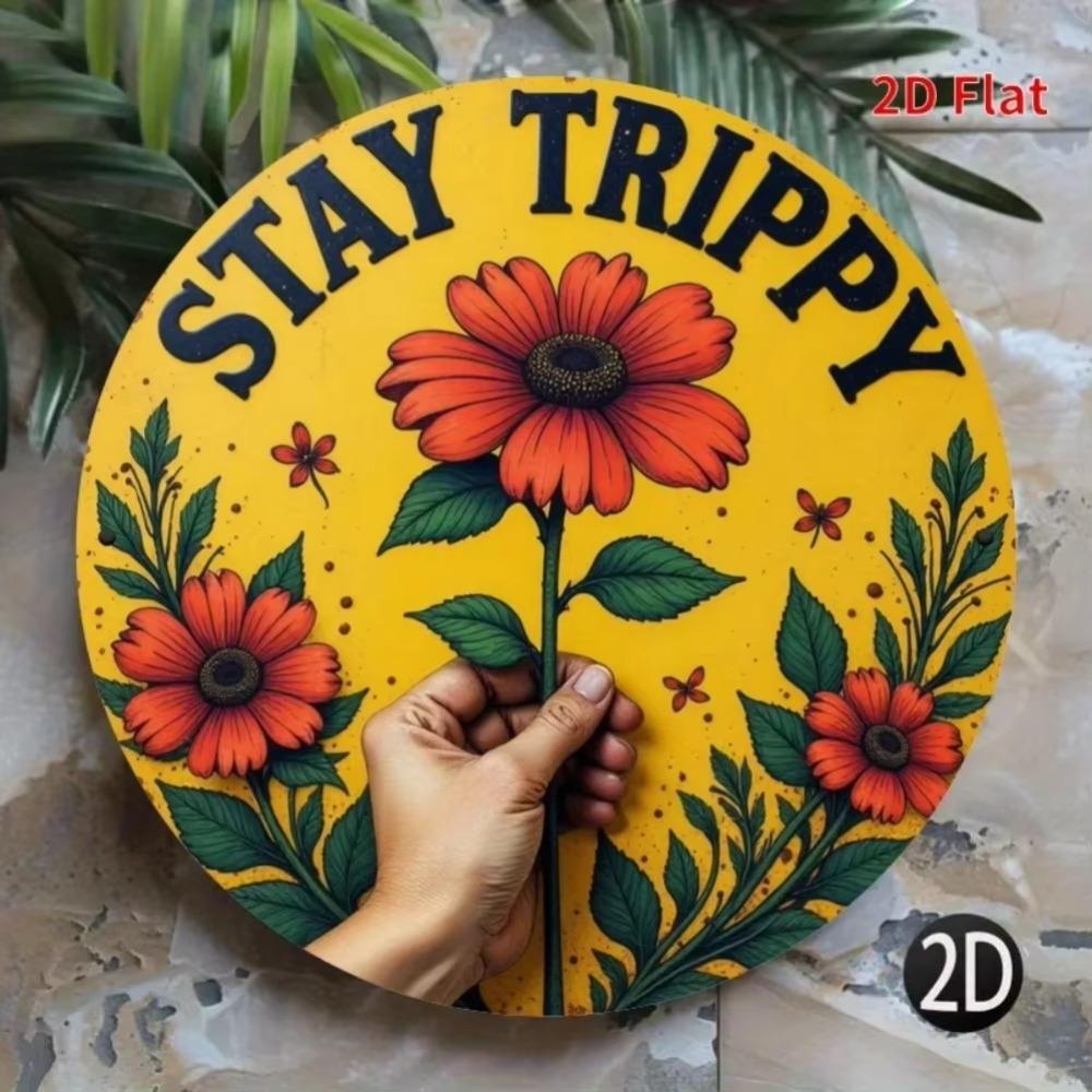 

Floral Metal Wall Art Home Decor for Garden Room Hanging Sign Gift 40x30cm білий