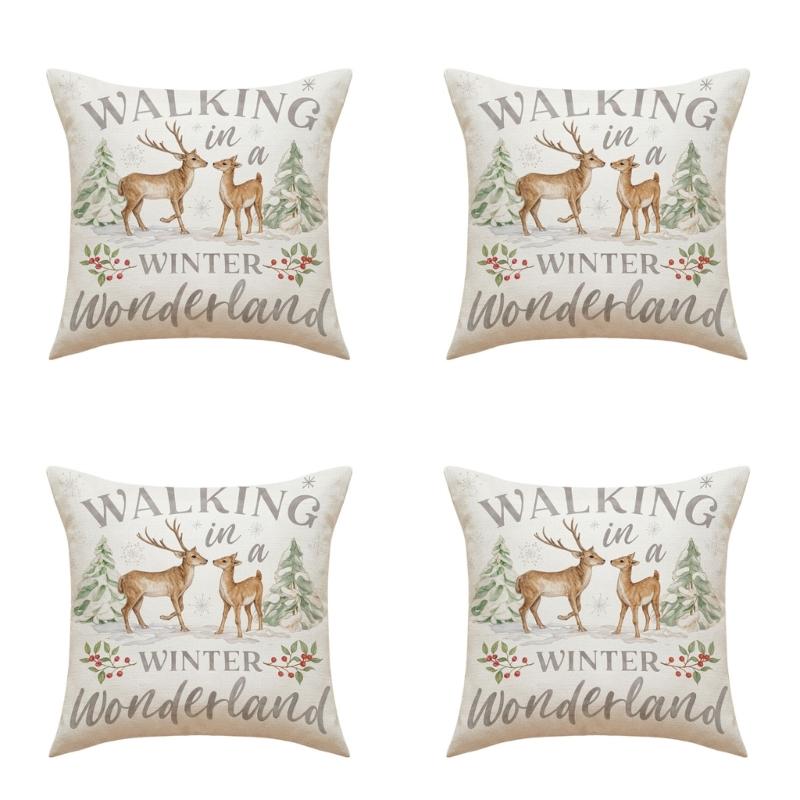 Decorative Animal Antler Cushions Cover 45x45cm Soft Cotton Linen Blend Pillowcase for Sofa Chair