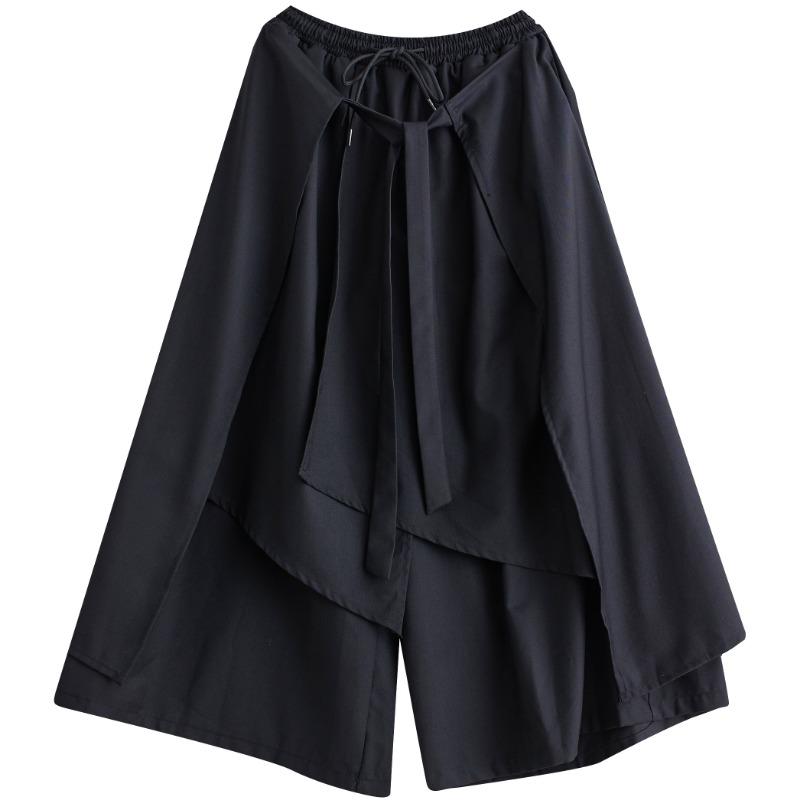 Dimanaf Spring Plus Size Women Wide Leg Pants High Waist Basic Pants Elastic Loose Casual Trousers Black Pants