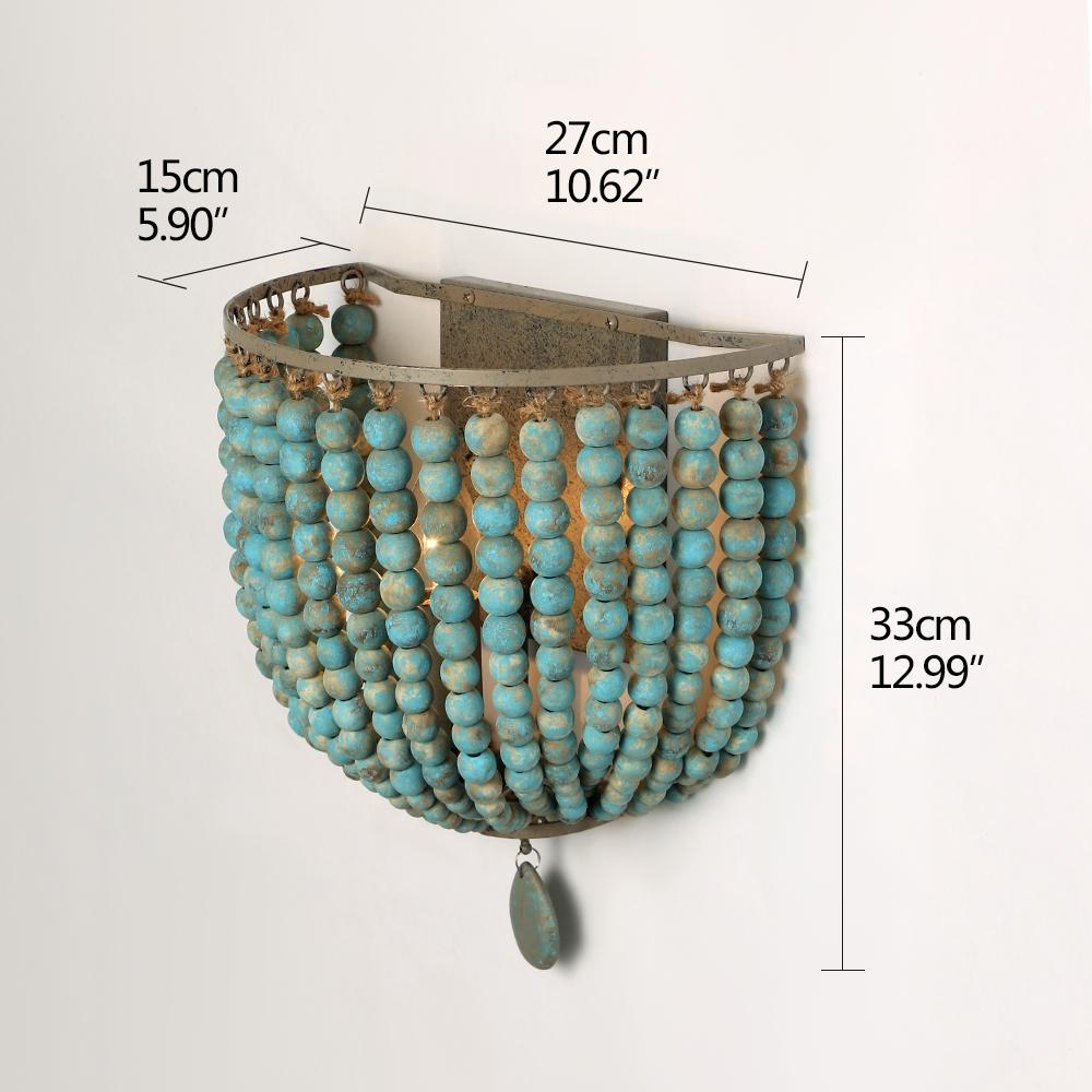 European-Style Retro Wooden Bead Wall Lamp E27/E26 Bedroom Bedside Loft Corridor Porch Cafe Lighting Wall Lamp