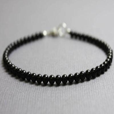 Onyx Bracelet Black Onyx Bracelet with Sterling Silver Clasp Black Bracelet