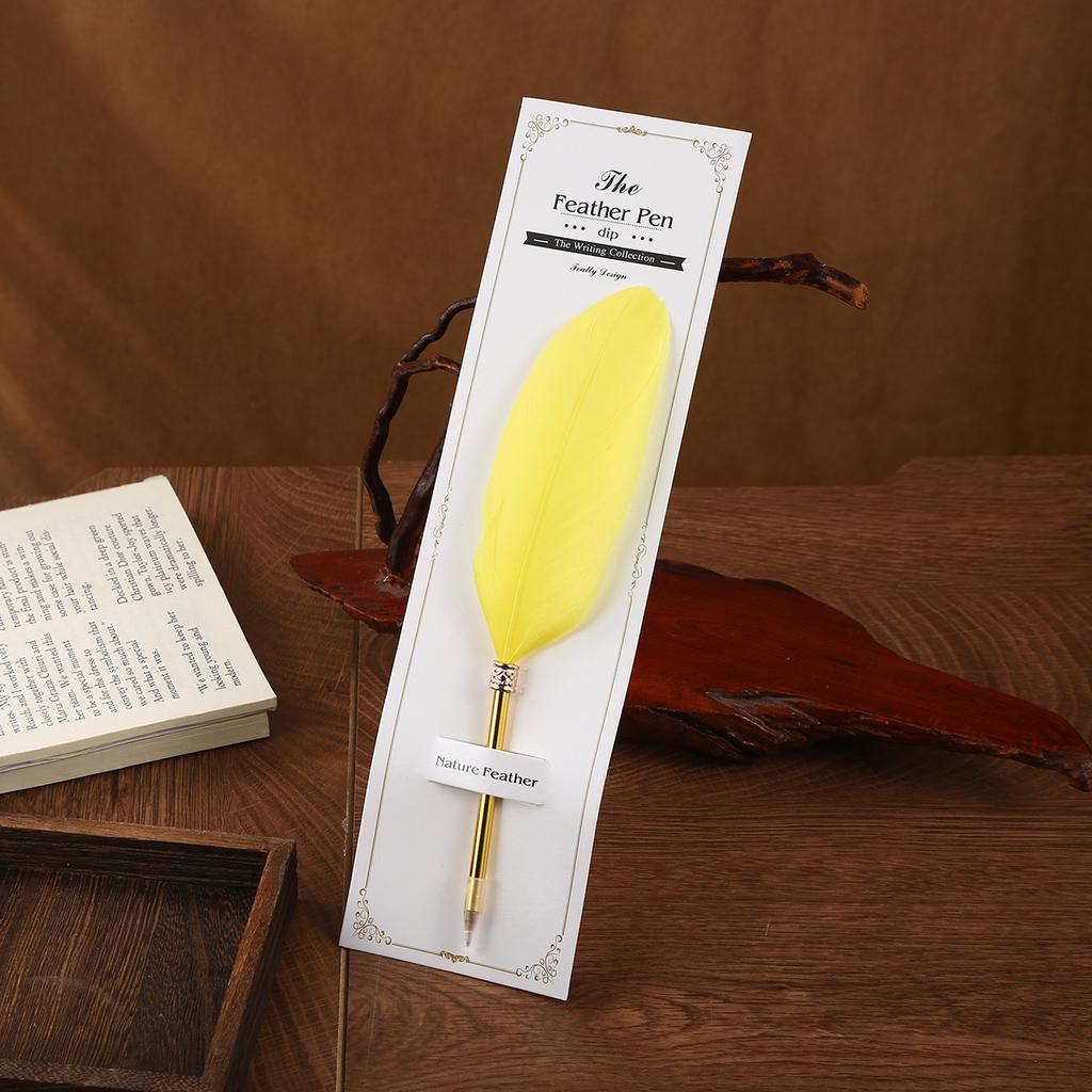 Feather Ballpoint Pen Creative Retro Goose Feather Shape Ballpoint Pen Cute Puzzle Student Stationery