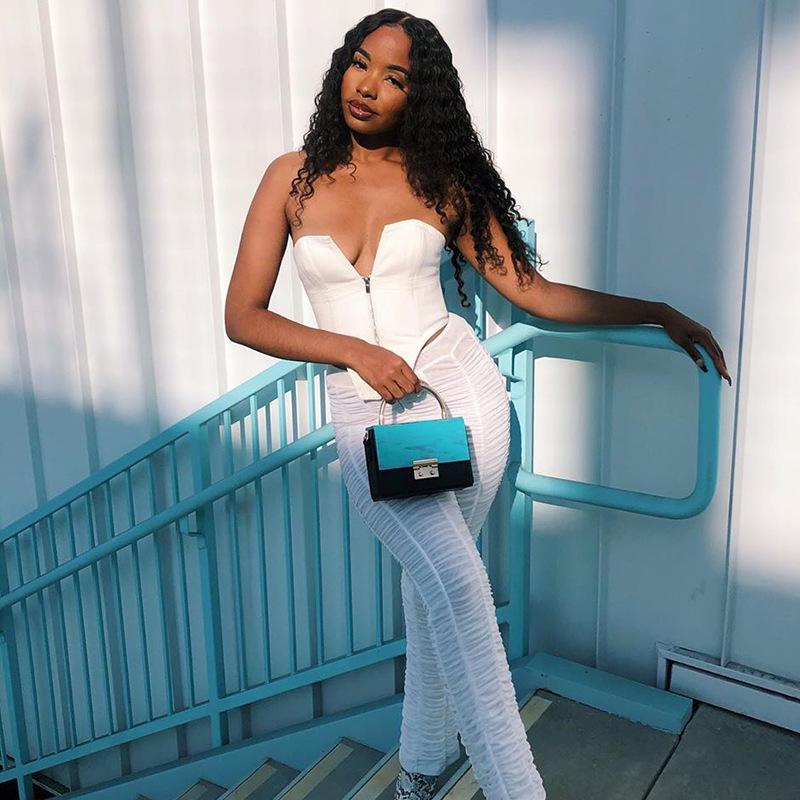 European & American 2020 Summer Women's Sexy Slim-Fit Strapless Zipper Top