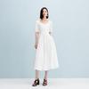 VEROMODA Women's Cotton Blend Pleated Square Neck Long Dress