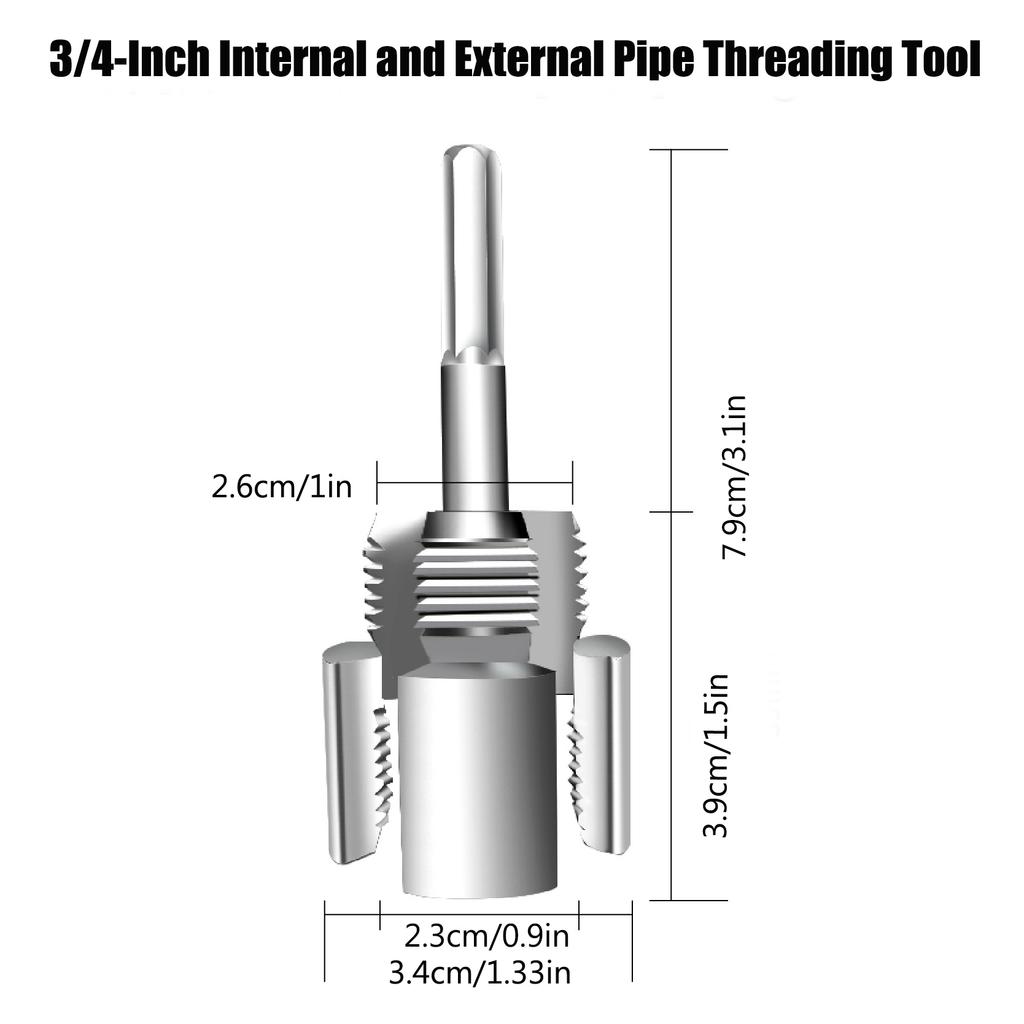 Integrated Internal and External Thread Pipe Threading Tool for 1/2-inch PPR Pipes, with Taps and Dies for Thread Cutting.