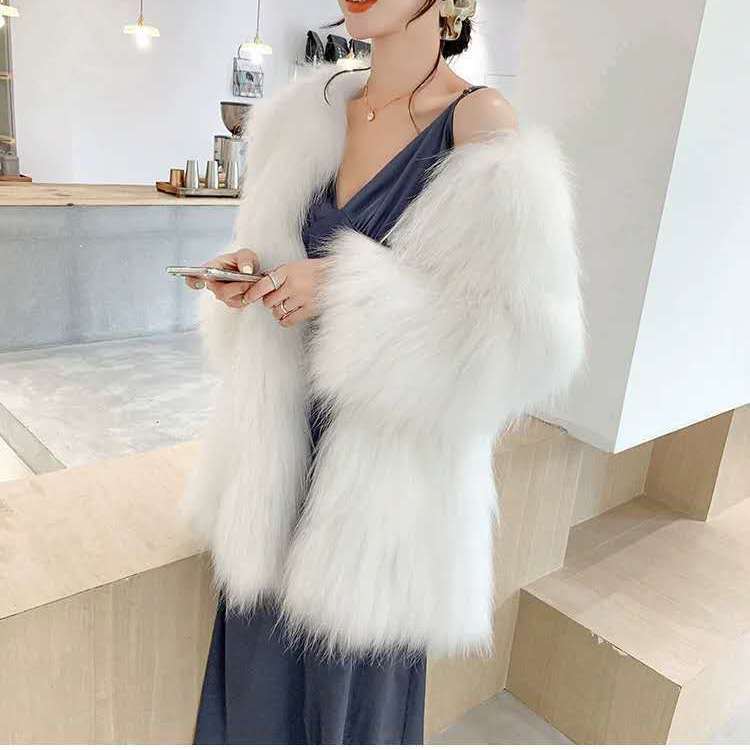 

Пальто женское из искусственного меха норки средней длины, осенне-зимнее, новый стиль, приталенного силуэта, длинное XXL белый