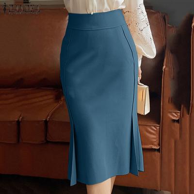 Dámske elegantné tenké sukne s rozparkom a vysokým pásom