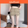 Damen Khaki Cargorock Mit Reißverschluss Für Streetstyle Und Sommer