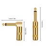2Pcs 6.35mm Audio 1/4 Inch TS Plug DIY Male Straight Head 90 Degree Elbow Plug