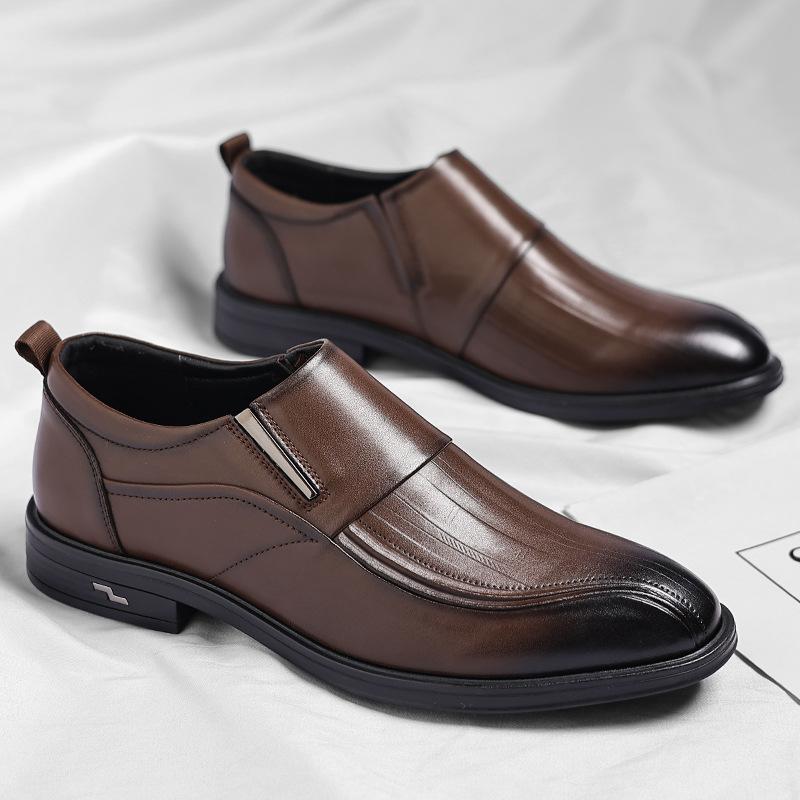 Leather shoes men's spring and autumn formal men's shoes Korean version one-pedal leather shoes casual men's wedding shoes men 2025