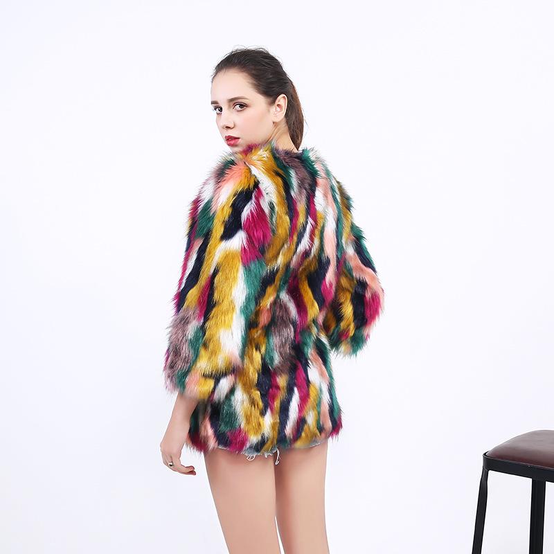2025 Women`s Colorful Faux Fur Collarless