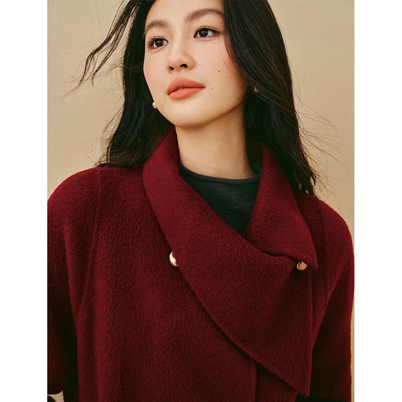 Inman Women's Pure Merino Wool Shawl Collar Double-faced Wool Coat