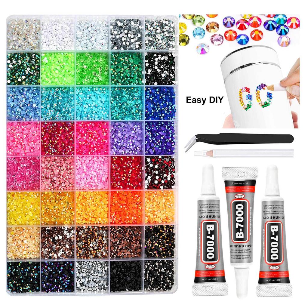 Nail Art Accessories: 40-Grids Colored Resin Flat-Bottom Jelly Rhinestones for DIY Nails, Clothing, and Phone Decoration