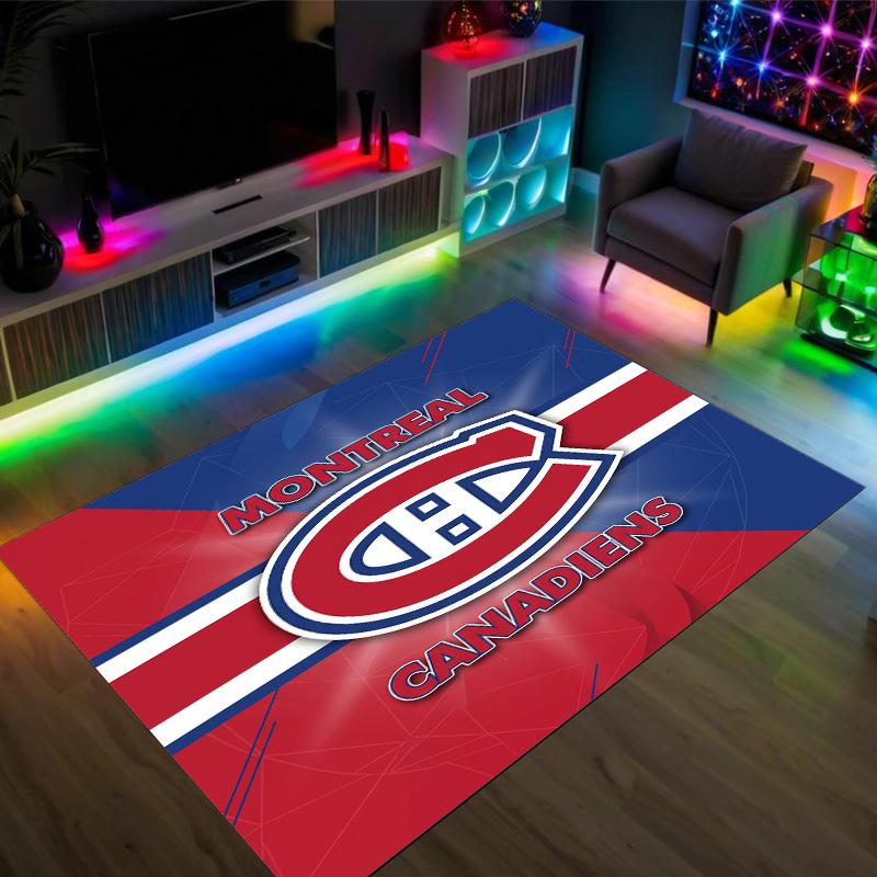 Montreal Canadiens Design Crystal Velvet Carpet Cozy Non?Slip Printed Rug For Bedroom Living Room Entrance