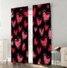 2 Stück Grunge Rotes Herzmuster Vorhänge   Perfekt für den Valentinstag/Ausgefallene Fensterdekoration Vorhangstangen-Tasche Vorhänge