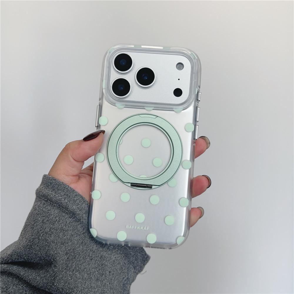 Mint Green Polka Dot Rotating Stand iPhone 17 Pro Max Case iPhone 16