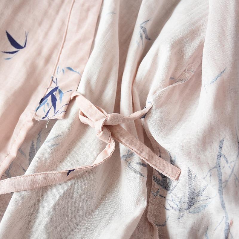 Conjunto de Pijama Kimono Estilo Japonés Pijama para Pareja Manga Siete Femenino Algodón Gasa Ropa de Casa Lindo Dulce 2 Piezas