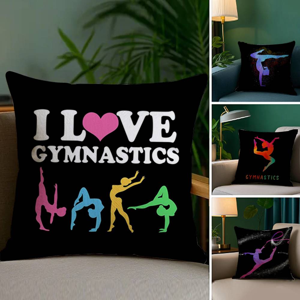 Gymnastics Water Color Pillow Case Sofa Living Room Bedroom Double-sided Printing Square Cushion Nap Time Cushion Cover