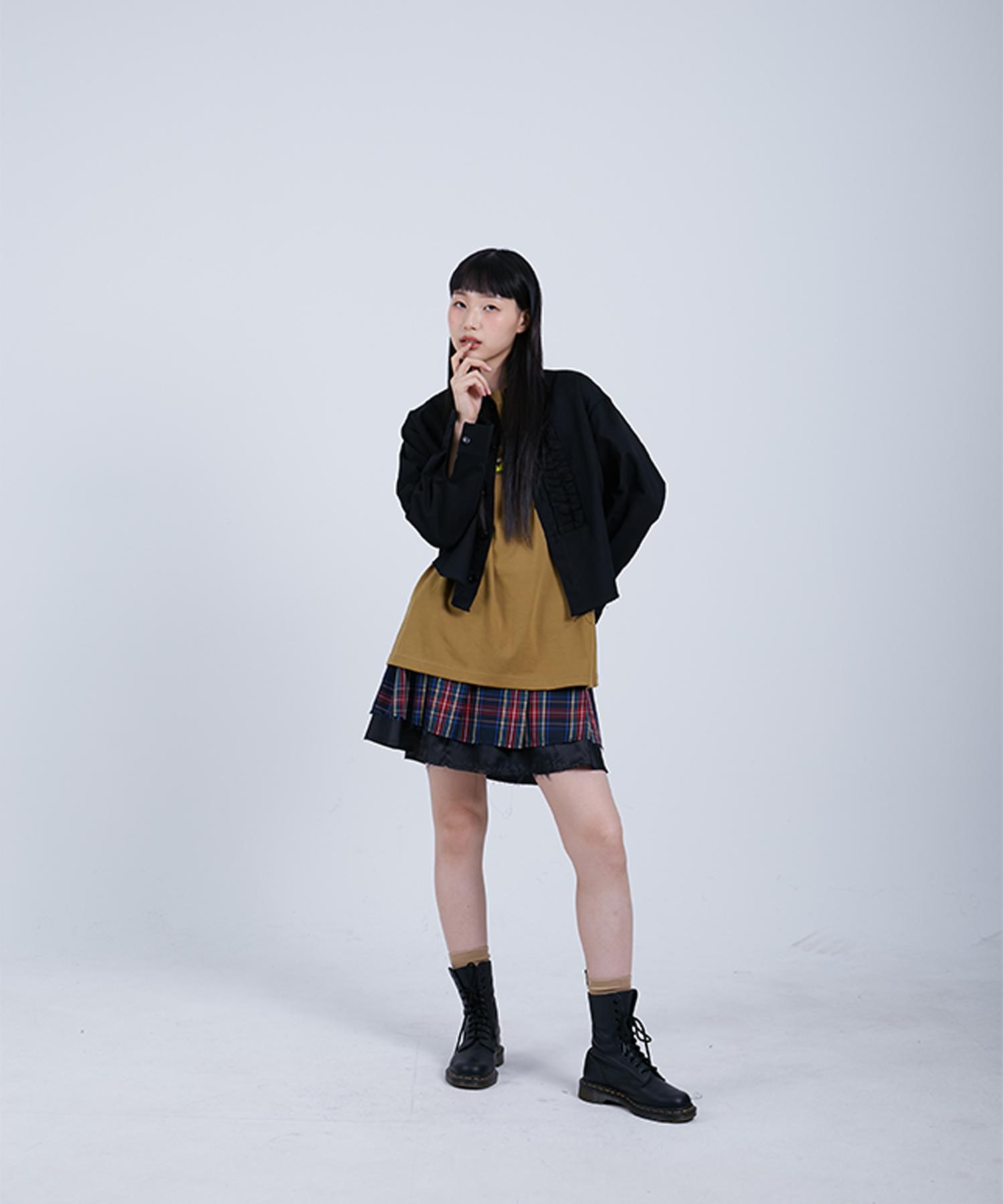 Cotton Rivers Club Shirred Frill Jacket (Black) Ivory/Free