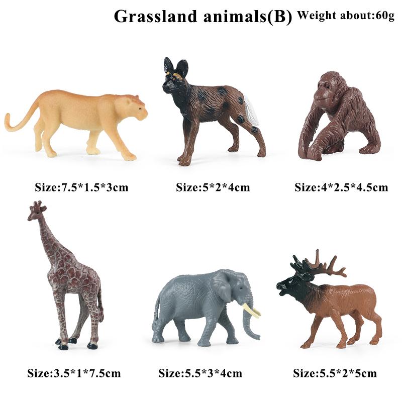Oenux 18pcs Wild Animal Model Forest Lizard Elephant Deer Action Figure Figurines Cute Miniature Cake Toppers Educationl Kid Toy