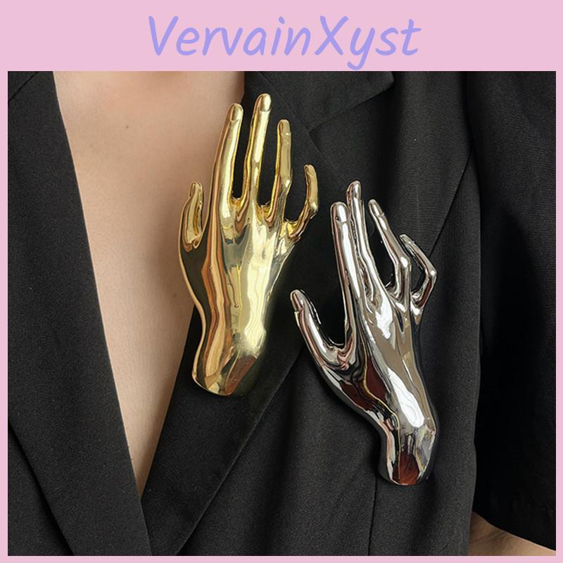 Palm Metal Smooth Hyperbole Hand Shape Large Broochs For Women Men Punk Unique Creative Suit Pin Party Jewelry