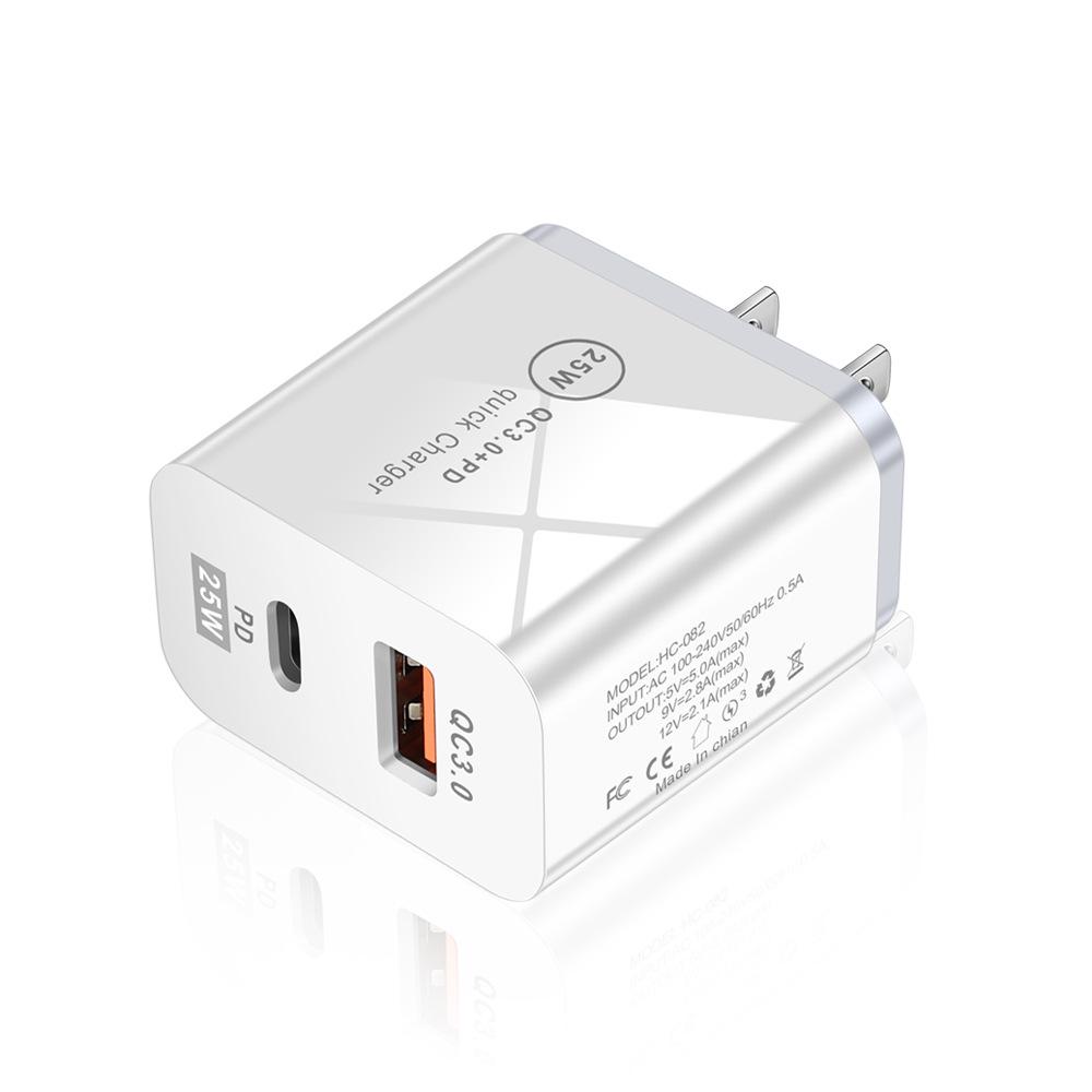 25W PD Fast Charger 5A for Mobile Phones, UK/EU/US Type-C Adapter