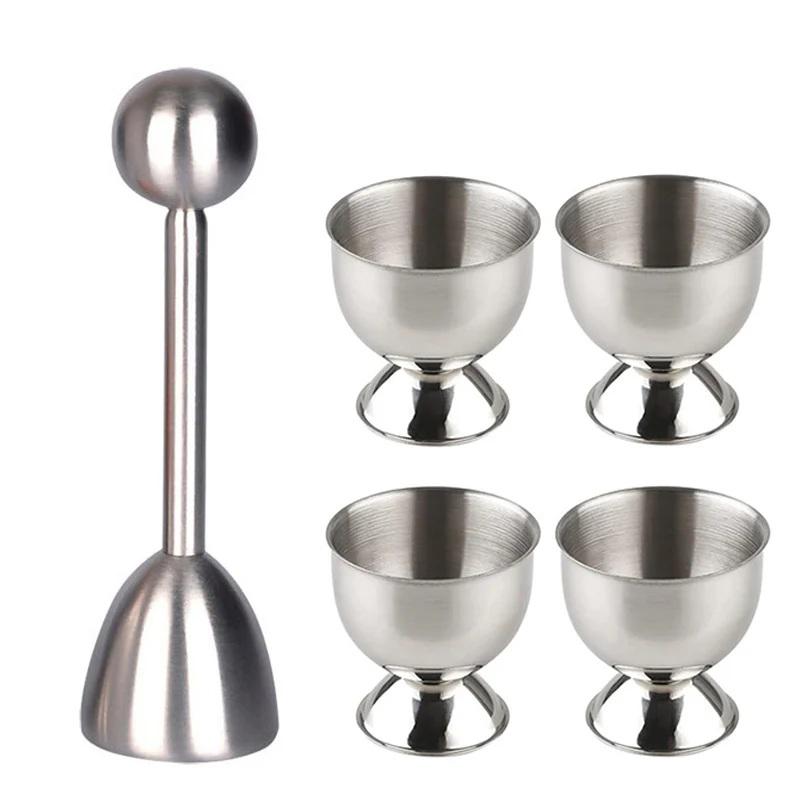 Egg Topper Cutter Shell Opener Boiled Egg Cracker Scissors Stainless Steel Egg Cups Holder Eggshell Cutter Kitchen Accessories