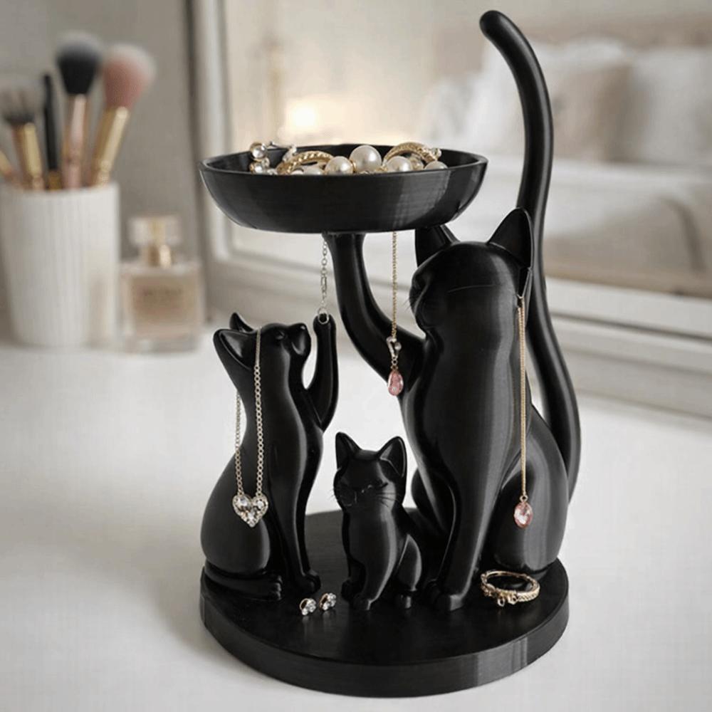 Decorative Cat Jewelry Tray Cartoon Desktop Ring Holder Large Capacity Key Tray  Bedroom Decor