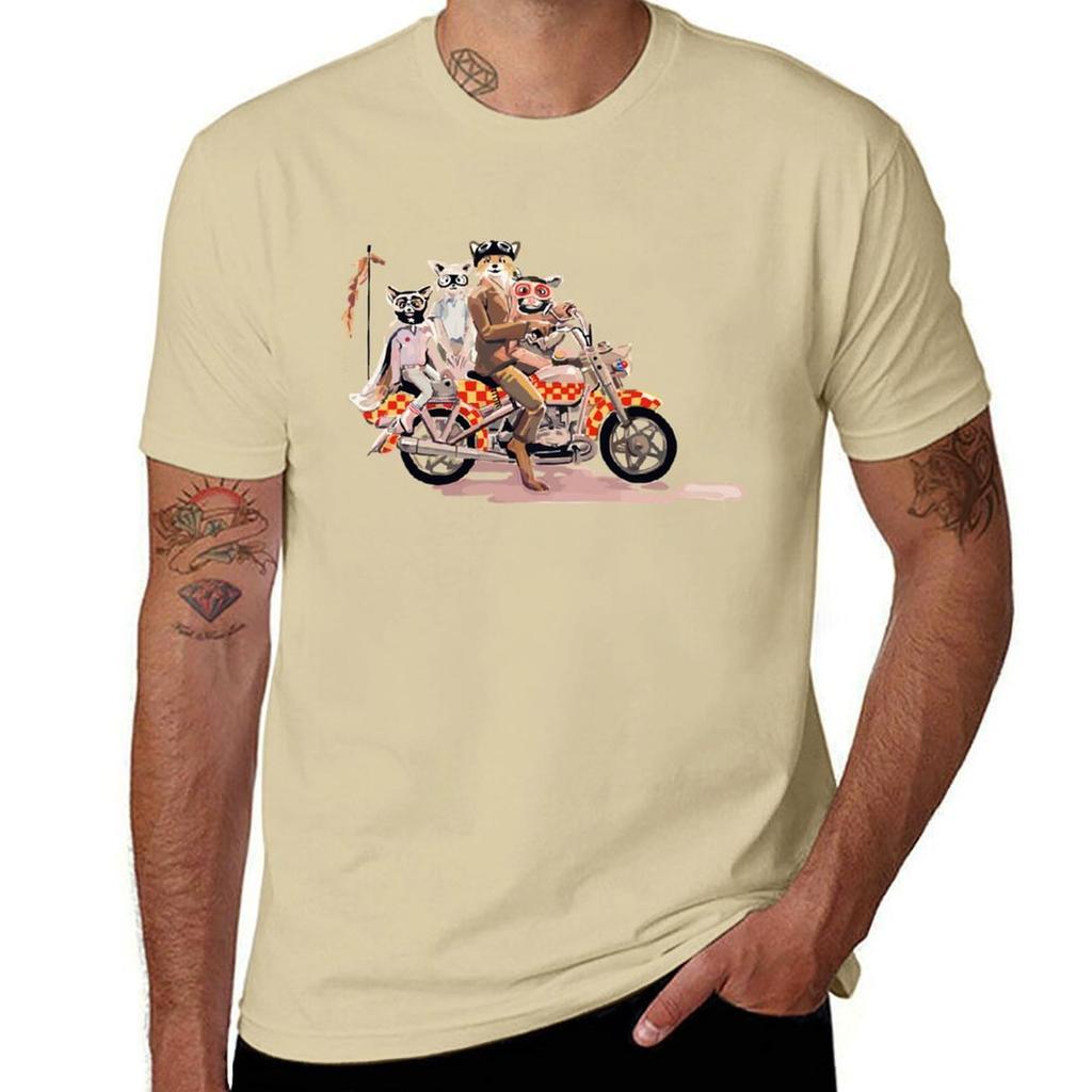 Schönes Andenken fantastische Mr. Fuchs Familie auf einem Motorrad Großartig Für Musikfan T-Shirt Anime Übergröße Oberteile schlichte T-Shirts Herren