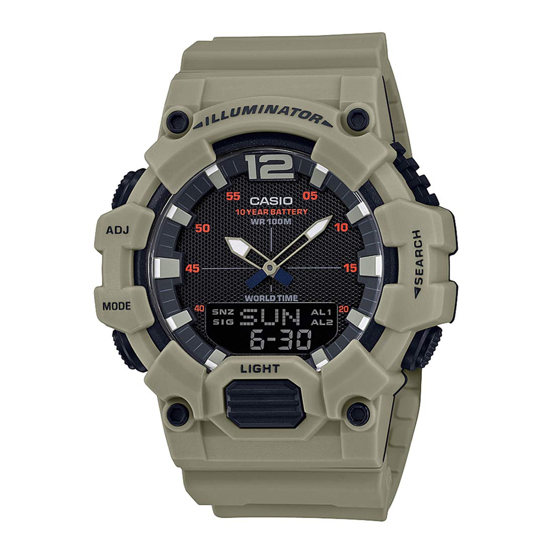 

Casio Watch Black Green Band Men s - HDC-700-3A3VDF Dial,