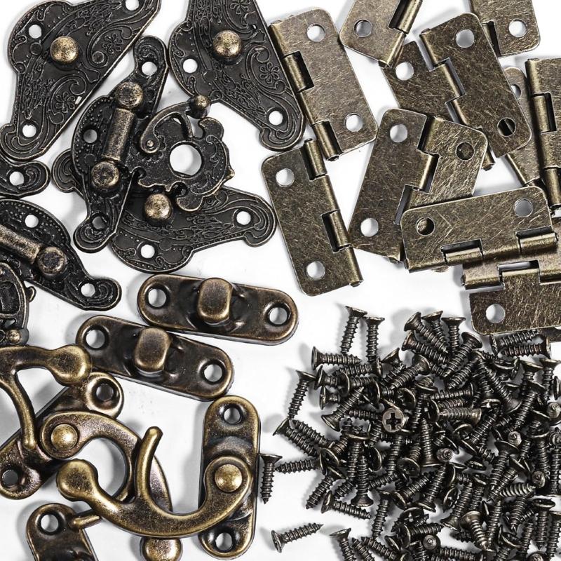 Antyczne Metalowe Zamki Dekoracyjne Zawiasy Pakiety Zawierające Śruby Montażowe Prosta Instalacja do Drewnianej Szafki Renowacji