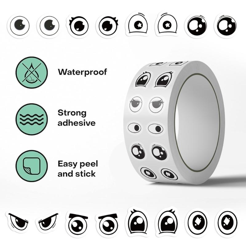 500Pcs Creative Eye Shape Sticker Adhesive Wrapping Label for Scrapbooking Seal Envelope Invitation Carton Packaging