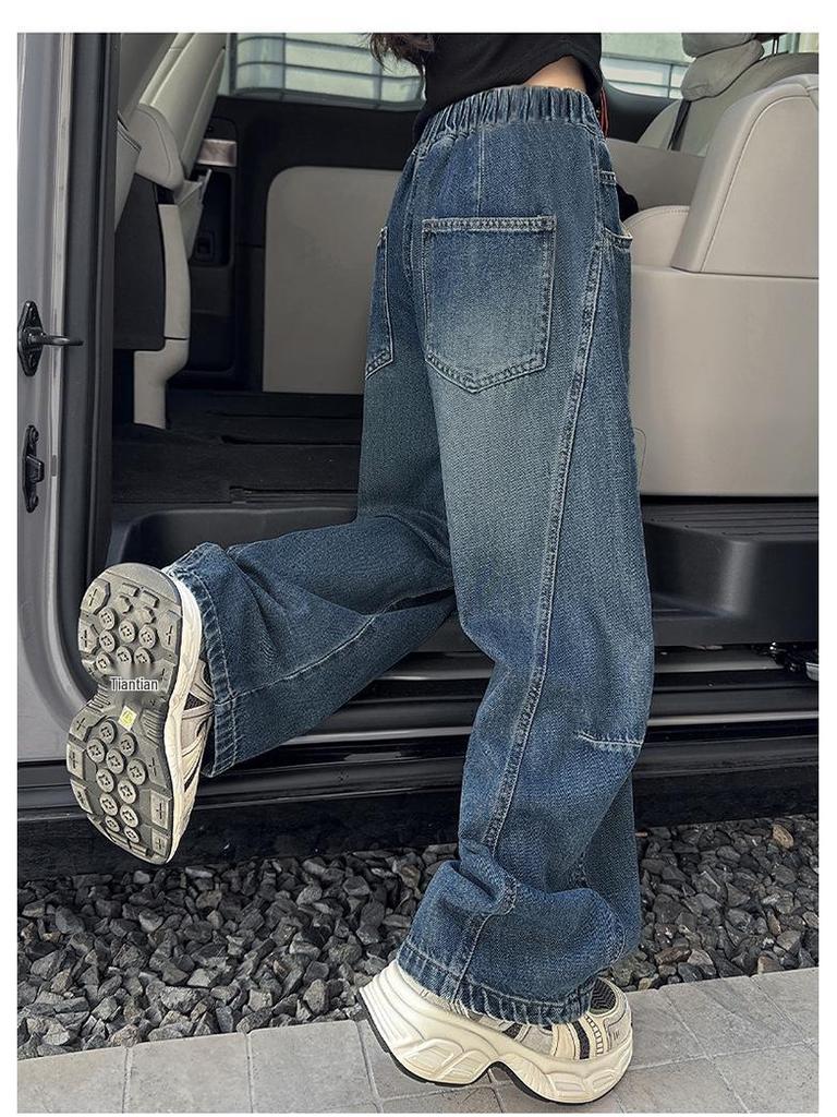 Big Girls' 2025 Wide-Leg Denim Pants - Autumn Casual Style