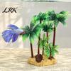 Realistic Aquarium Plants Artificial Plants, Miniature Plastic Coconut Trees, Safe Fish Tank Landscape Accessories for Betta Shrimp Turtles