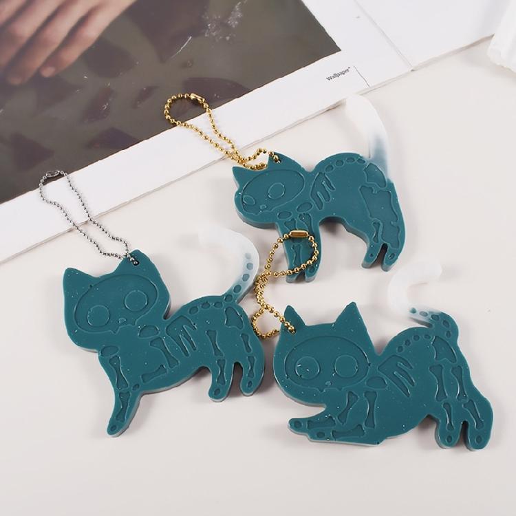 Halloween Cats Pendant Resin Epoxy Mold Individualized Cats Keychain Earrings Mold Animal Display Decors Epoxy Molds