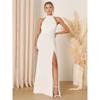 Foreign Trade Order Lu's 2025 New Dopamine Vacation Elegant Chiffon Lace-up Hanging Neck Split Wedding Dress Formal Dress