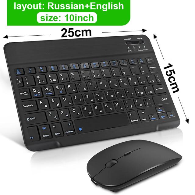 Kabellose Tastatur und Maus Mini Wiederaufladbare Bluetooth-Tastatur mit Maus Russische Tastenkappen Tastatur für PC Telefon Tablet Laptop
