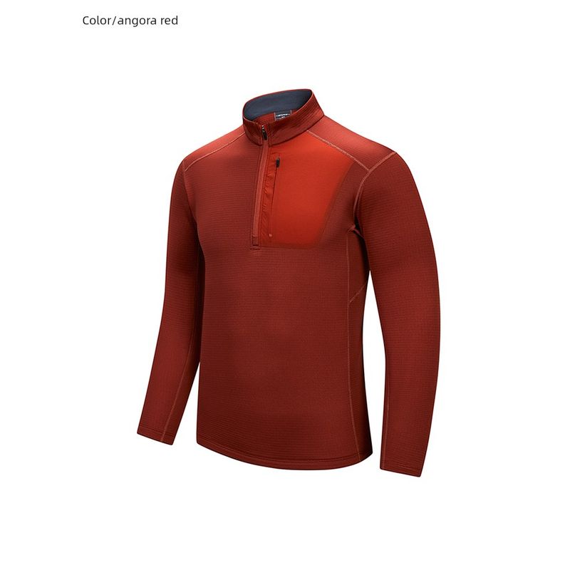 Outdoor Lightweight Sports Fitness Running Half-Zip Stand-Up Collar Sweatshirt Men's Spring and Autumn Base Layer Foreign Trade Men's T-Shirt