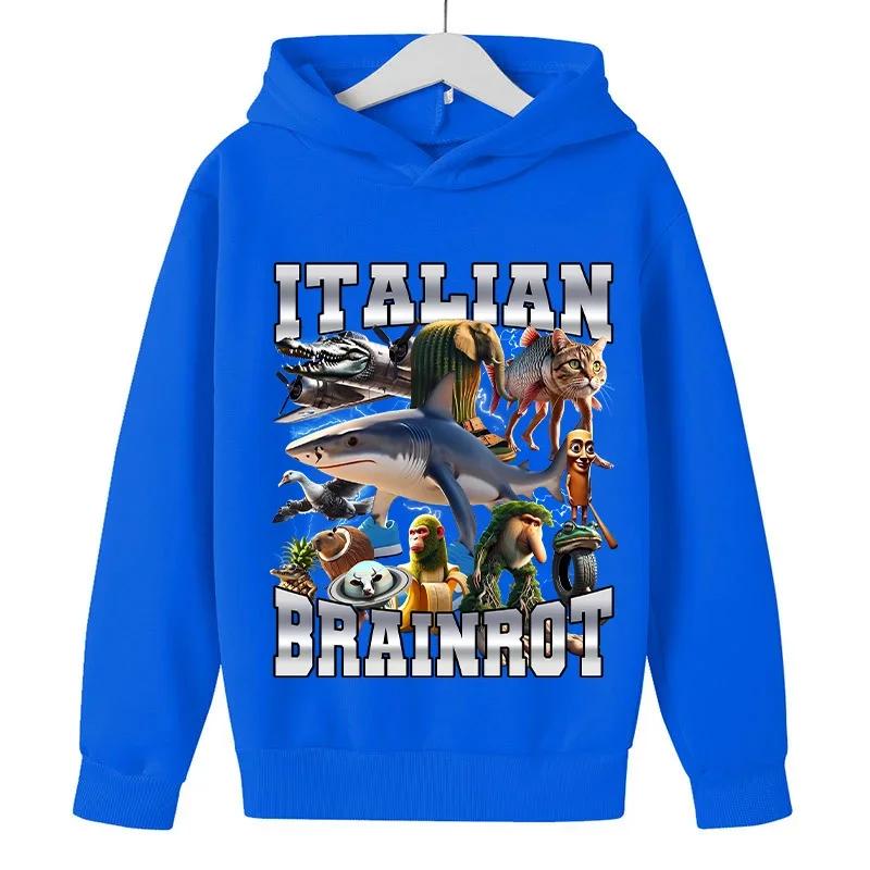 

Осенний итальянский принт «мозговой гнили» Детская толстовка Модная повседневная толстовка для мальчика Толстовка для девочки Харадзюку С длинным рукавом Детский забавный теплый пуловер 150