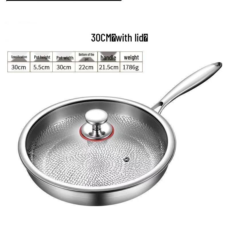 Wutuo 30cm Hammered Non-stick Stainless Steel Frying Pan