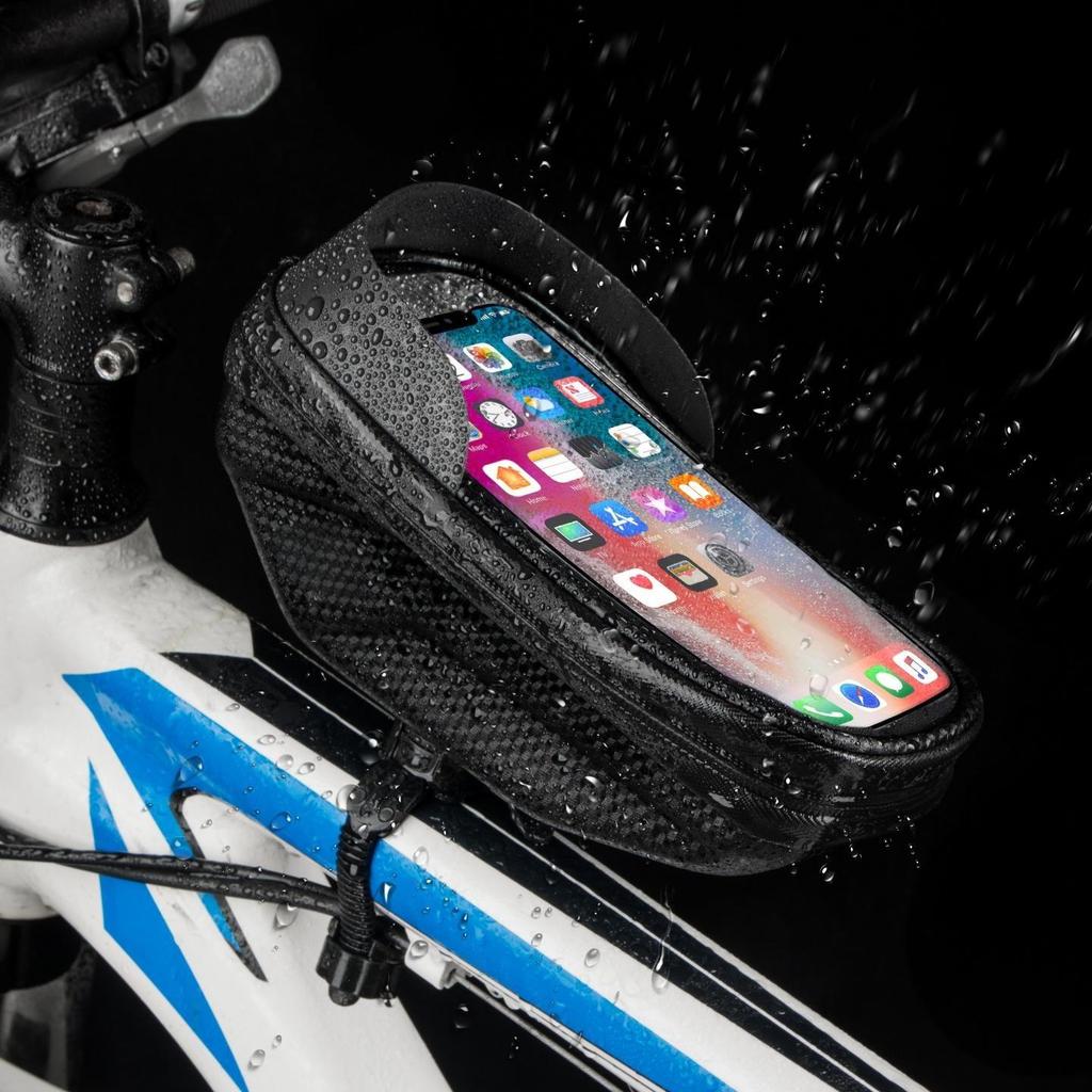 Unisex EVA Hartschalen-Fahrradlenkertasche mit Touchscreen, Wasserabweisendes Handyfach für Mountainbiking