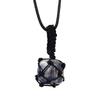 Hand-Woven Crystal Rough Stone Natural Stone Black Mesh Pocket Necklace Mesh Pocket Sweater Chain N702