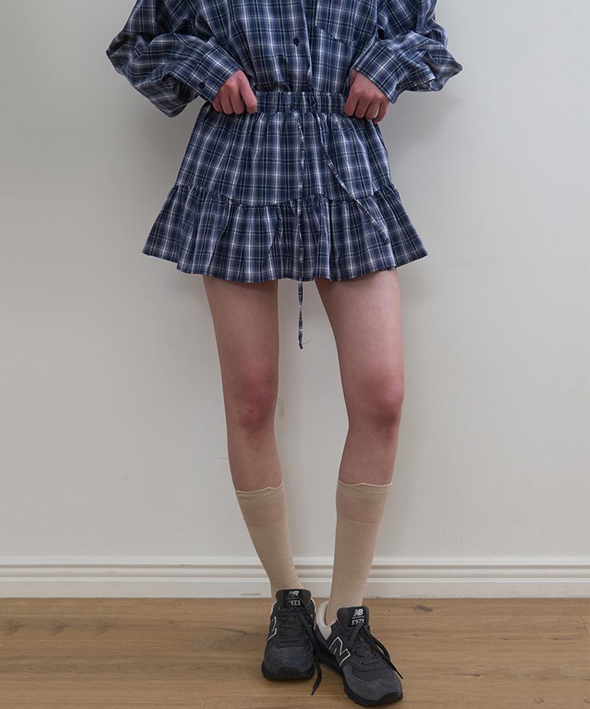 Nokeontencheu 325. Sawa Check Skirt _ Navy Check