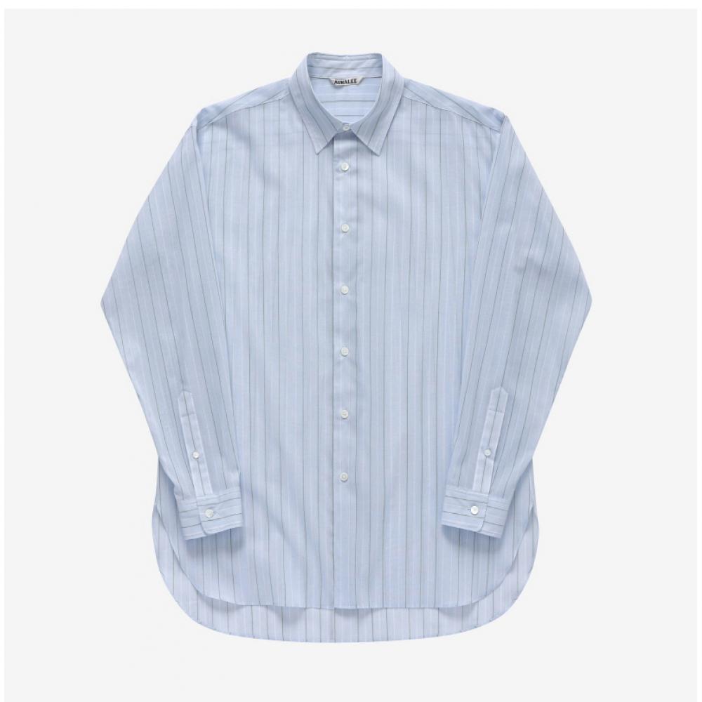 Orari A24SS01oS Light Blue Stripe Hard TwiSt Pin Organza Stripe Men S Shirt