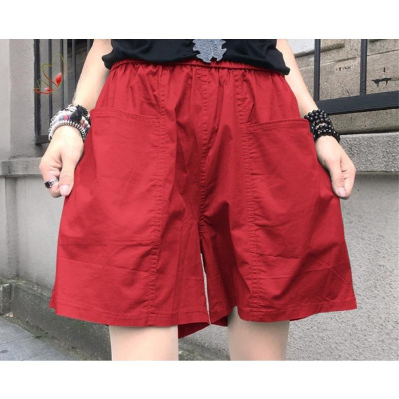 Summer Wide-leg Shorts Women's Casual Loose High-waist Straight Five-point Elastic Waist Pants