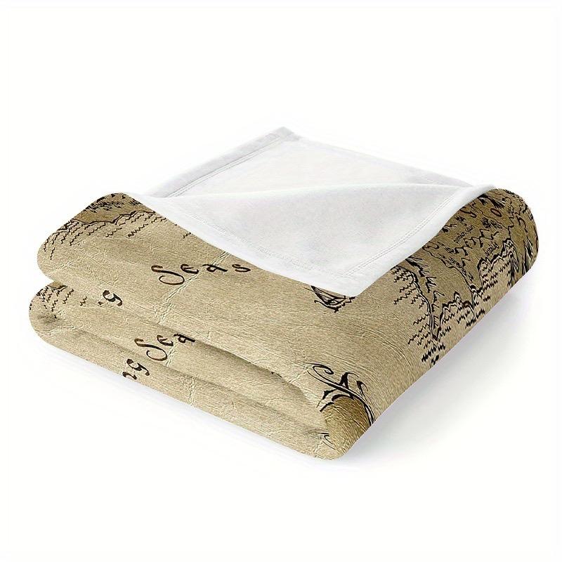 1pc 3D Printed Earth World Map Flannel Throw Blanket - Super Soft Plush Microfiber Polyester