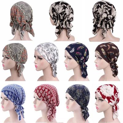 Casual Beanies Headwrap Floral Print Turban Cotton Hat Bandana Chemotherapy Hat Women National Wind