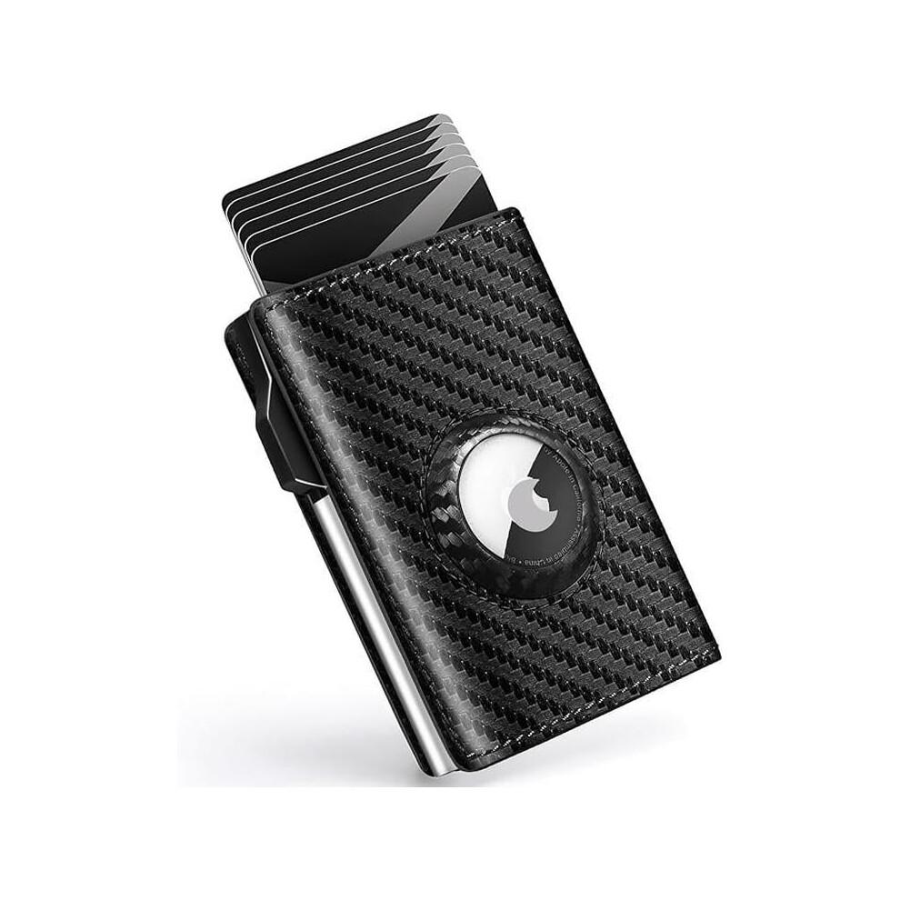 Minimalist Pop-Up Wallet for Men, 1-7 Cards, RFID Blocking, Money Clip & ID Window, Bifold Slim Design (Airtag Not Included), Compatible with AirTag